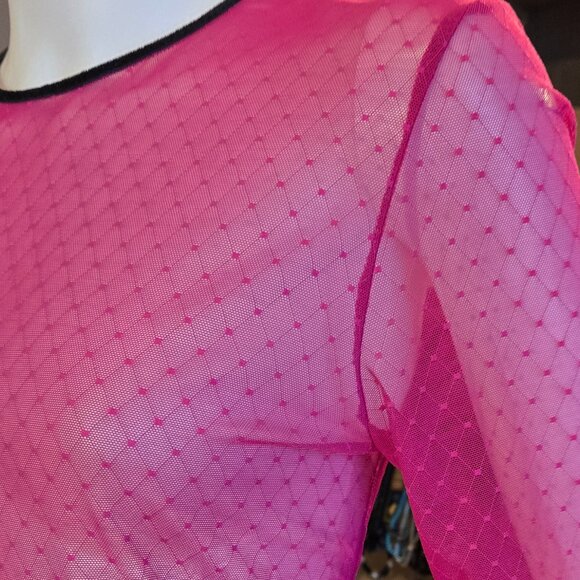 Pink Sheer Mesh Sweater Top XL - Picture 2 of 7